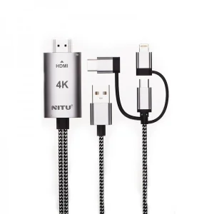 کابل تبدیل HDMI به لایتنینگ / microUSB/ USB-C نیتو 1٫8 متری